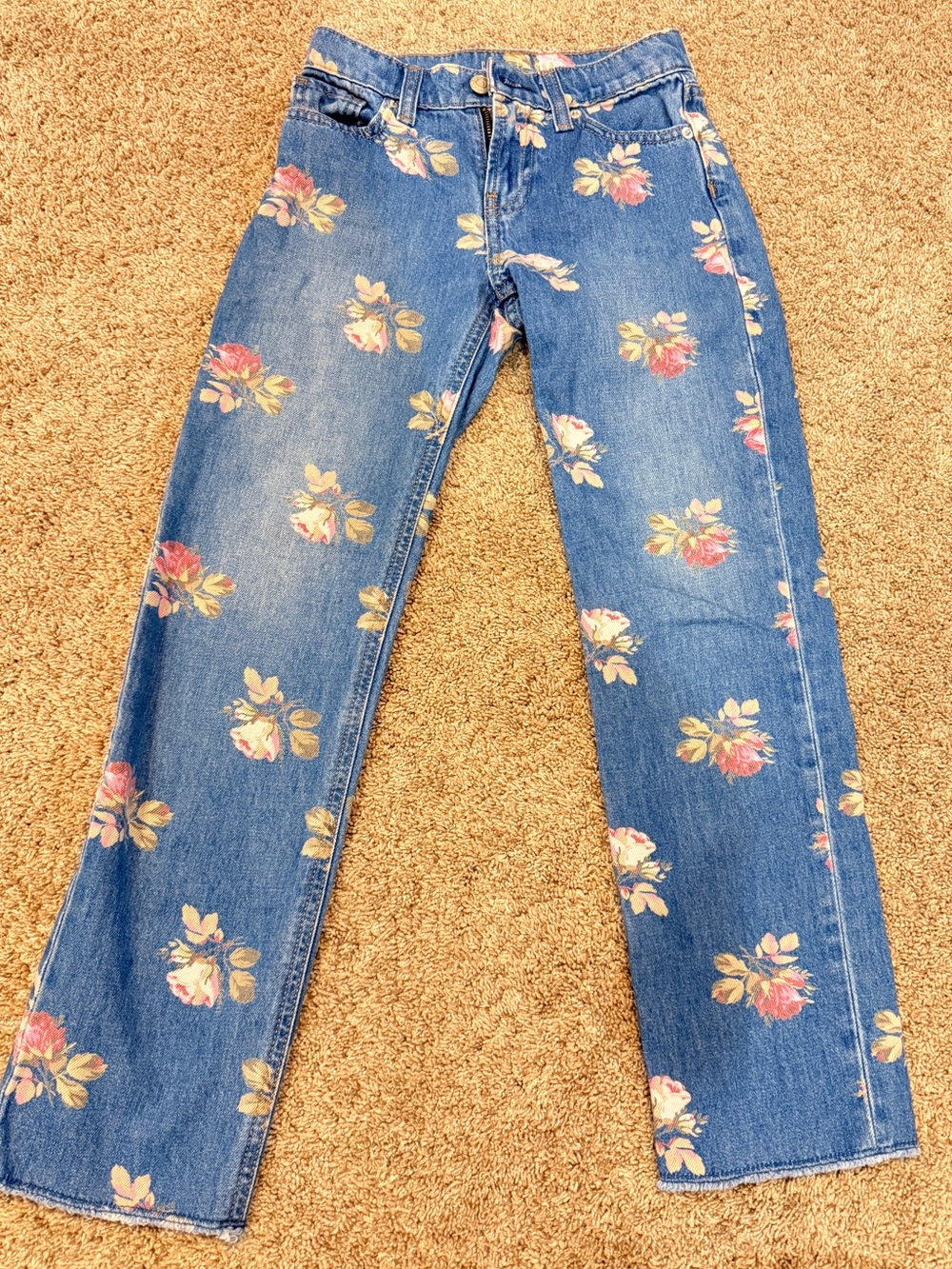 Gap Kids high-rise floral print '90s straight jeans Size 10